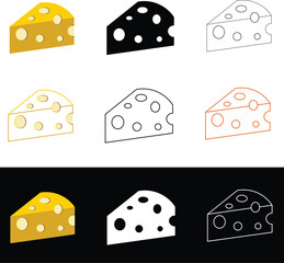 Swiss cheese or emmental cheese flat color icon for food  Cheese Flat Icon. Pixel Perfect. 