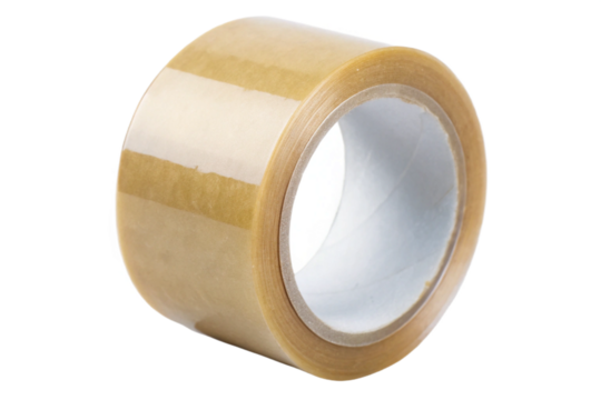 Clear packing tape roll isolated for shipping and moving supplies transparent background
