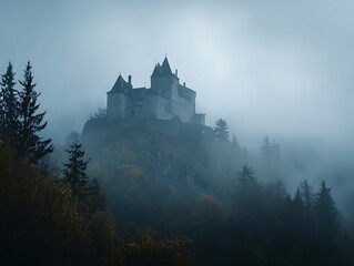 Obraz premium Stunning Citadel Blanketed in Daybreak Mist 