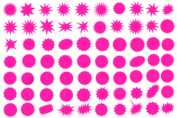 set pink sale discount,special price, shopping campaign, heading title, sticker stamp spikes, speech bubble, frame pop stylish surprise, price sticker, sale sticker, tag, labels on white background.