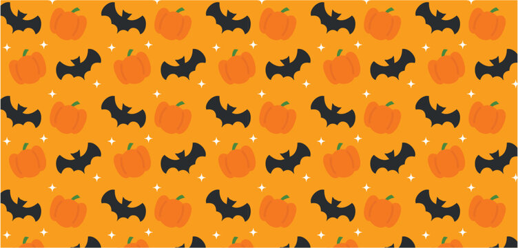 Halloween Pattern with Pumpkins and Bats