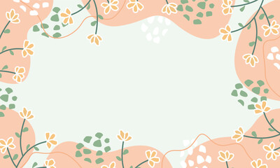 Organic shapes florals trendy border background with copy spaces vector