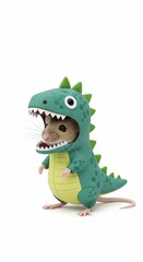 Fototapeta premium mouse dressed as a dinosaur, Halloween costume, prehistoric dino costume