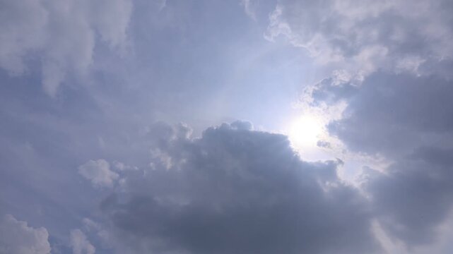 太陽を覆い被さるぐらいの雲が流れる空〜The sky is filled with clouds that almost cover the sun〜