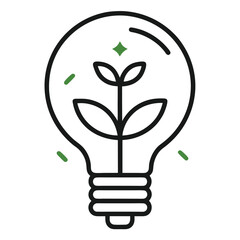 Minimal outline light bulb icon with internal detail