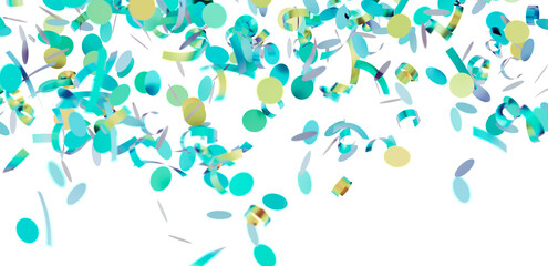 Colorful confetti falling on white background. Perfect for celebrations, parties, and festive designs.