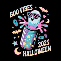 Psychedelic Ghost Soda Can Halloween T-Shirt Design