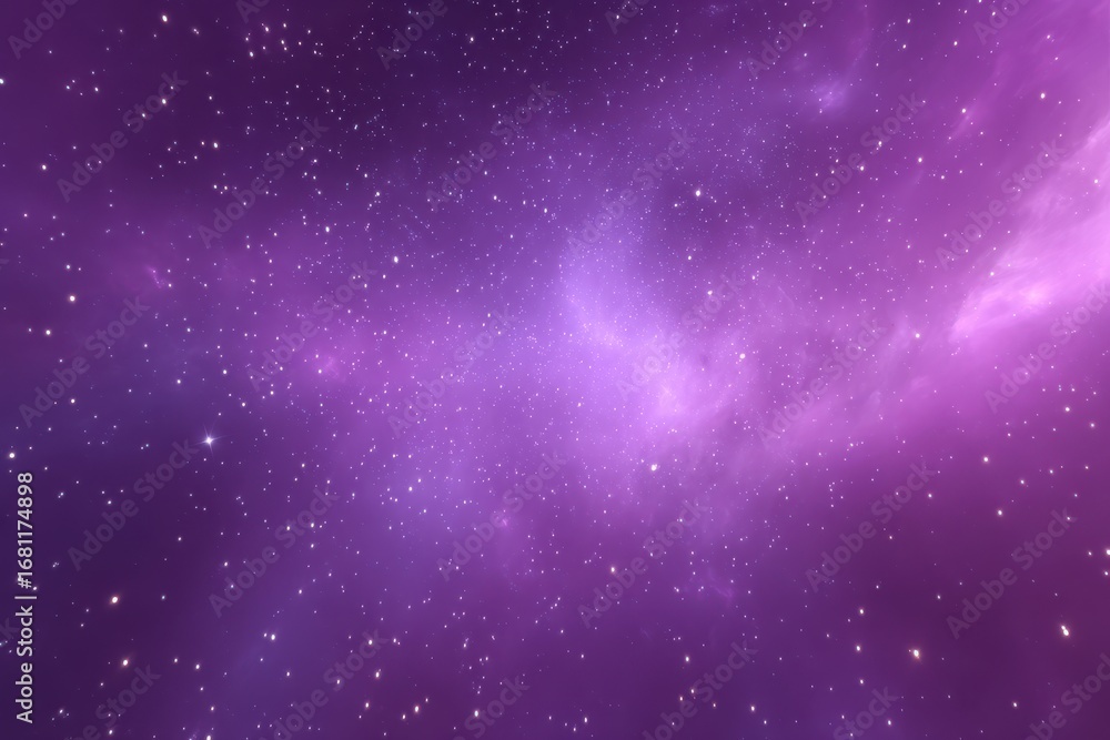 Poster ethereal purple nebula and starlight cosmic background wide angle view in deep space for science and