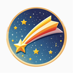 Naklejka premium Celestial Charm A Vibrant Illustration of a Shooting Star Across a Night Sky