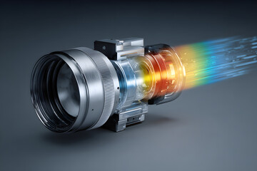 3Dレンダリングによる分光を起こしているレンズのイラト