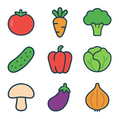 Vegetables Icon Set Vector