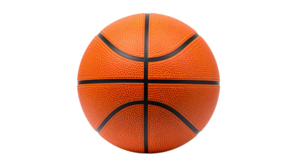 A vibrant orange basketball with textured surface and black lines, showcasing its classic design.