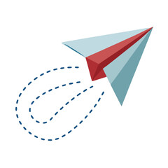 Flat paper airplane icon with simple folded design