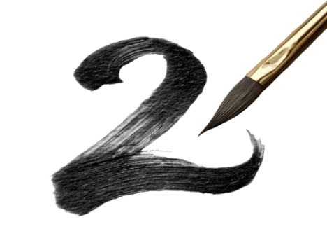 Number Two Painted with Brush