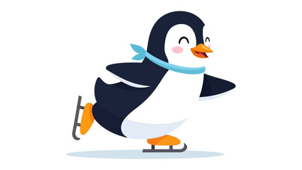 Penguin Skating: A playful illustration of a cheerful penguin gracefully gliding on ice skates, a symbol of winter fun and joy.