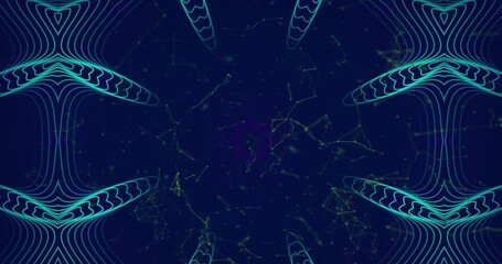 Animation of unique kaleidoscope pattern and computer networking glitch