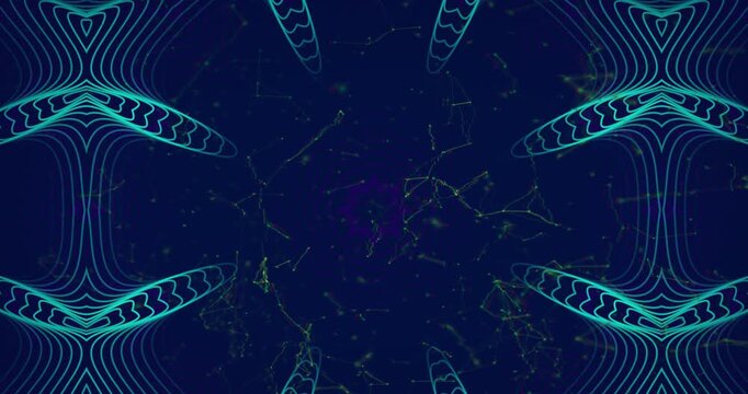 Animation of unique kaleidoscope pattern and computer networking glitch