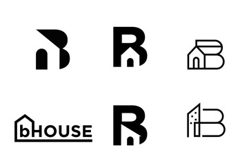 Modern Letter B and House Logo Design Collection for Real Estate and Property Business Branding