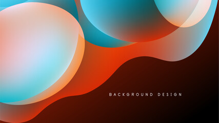 Abstract fluid shapes overlap, creating vibrant color gradients. Background is black, design feels modern, dynamic.