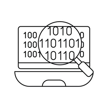 Binary Code lineal icon with white background vector stock illustration