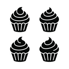 Cupcake Sweet Treat Icons Bakery Graphic Design Minimalist Style Perfect for Website, App, or Menu; Clean and Modern Aesthetic Delicious Dessert Illustration Vector