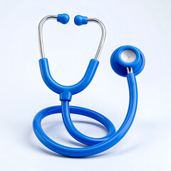 Stethoscope, 3d rendering blue stethoscope isolated on white background. Cartoon plastic style icon.clinical, hospital, hear, clinic, cardiac, cardiology, diagnosis, exam, heartbeat, Generative AI