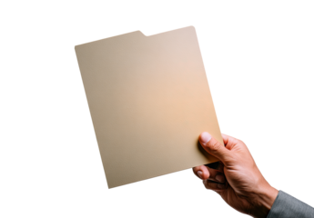 Hand holding a light beige file folder