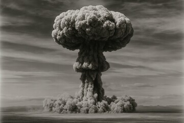 Atomic Mushroom Cloud Formation From Nuclear Explosion Test Documentation