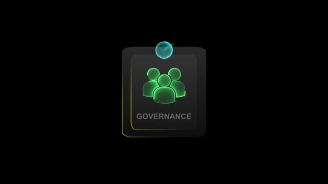ESG Environmental Social Governance concept on the transparent background. Business investment analysis model. Socially responsible investing strategy. Neon line animated of ESG idea.