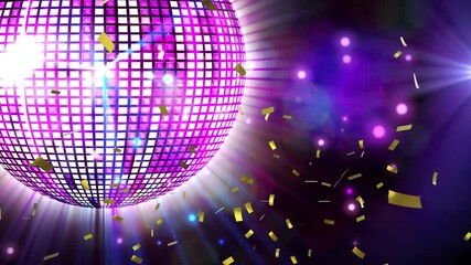 Animation of disco ball over confetti