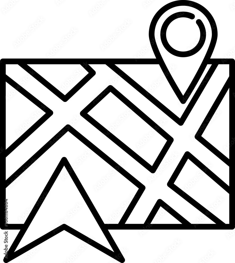 Poster tracking map icon in black line art.
