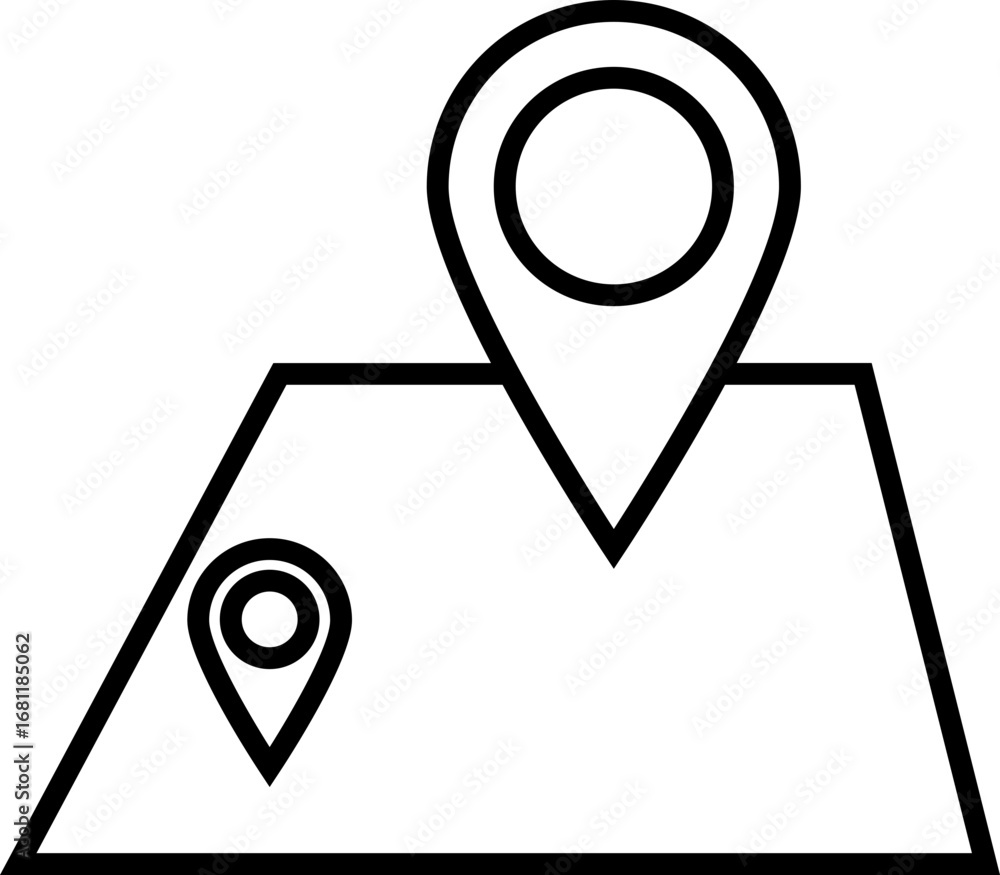 Poster map pointer icon in black line art.