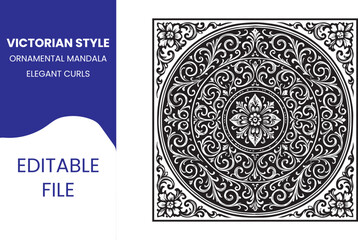 Victorian style ornamental mandala, elegant curls