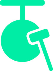 Turquoise gong icon in flat style.