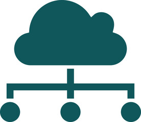 Illustration of cloud computing icon in teal color.