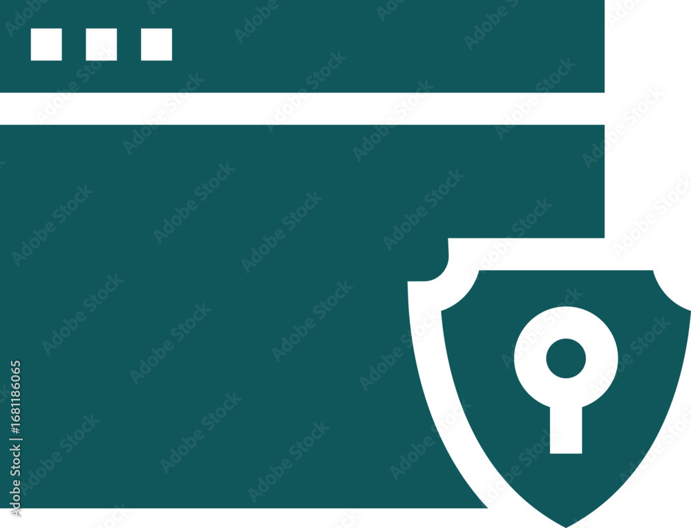 Aufkleber flat style web security icon in teal and white color.