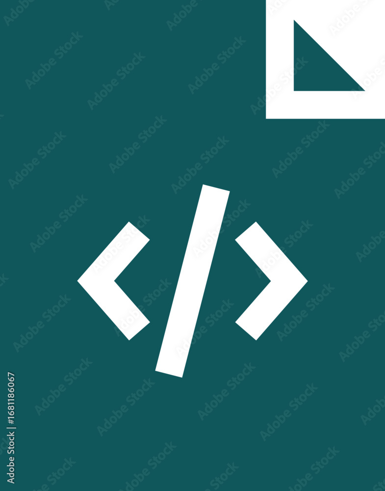 Poster flat style code file icon in teal and white color.