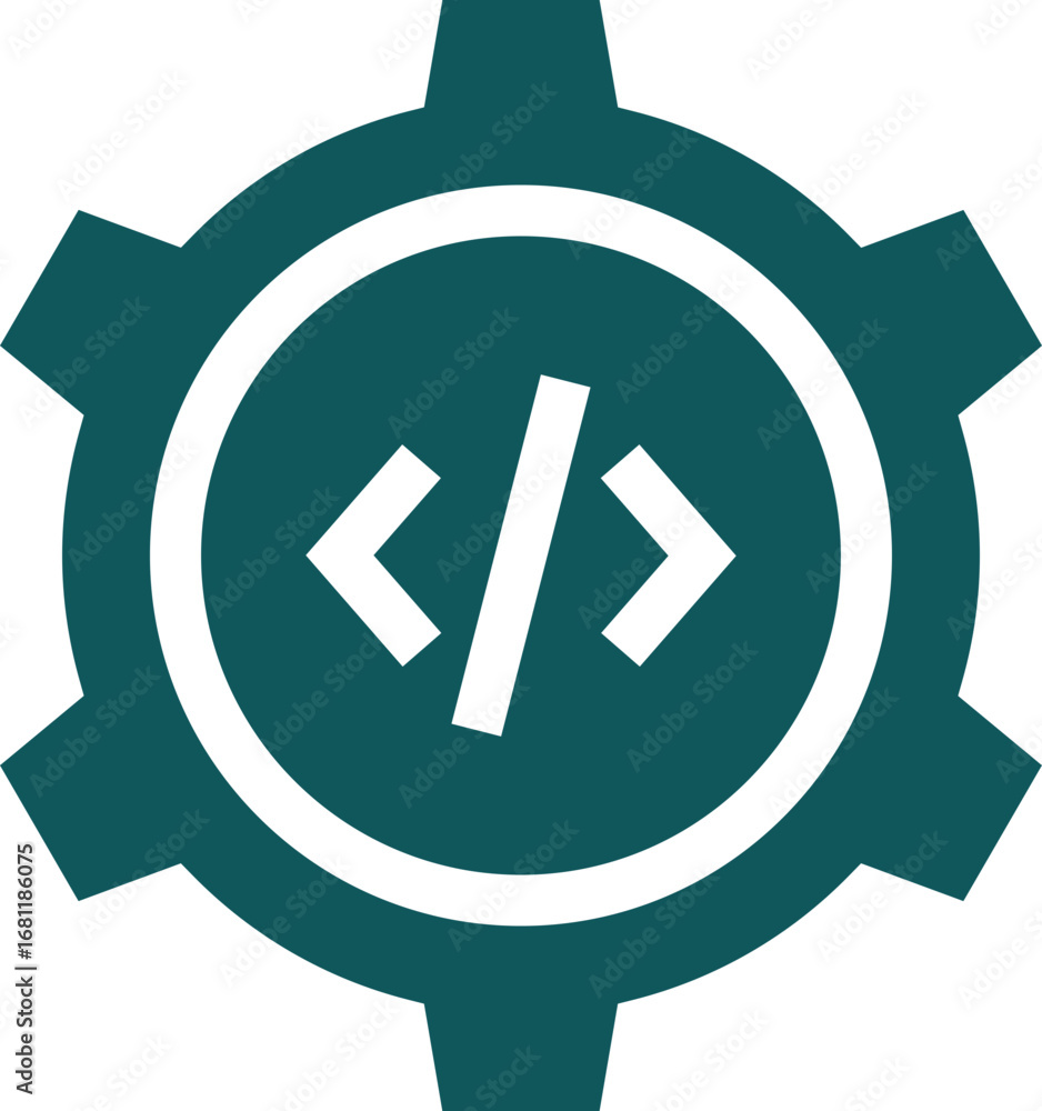 Poster flat style code setting icon in teal and white color.