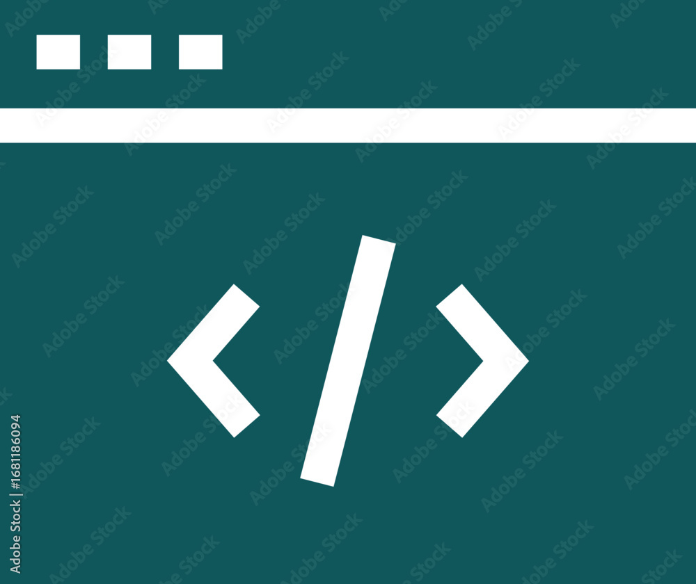 Aufkleber flat style web programming icon in teal and white color.