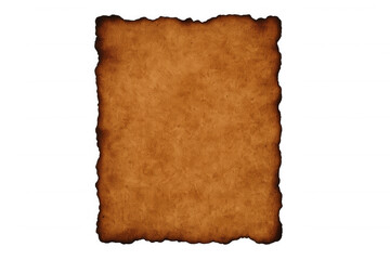 Aged paper with burnt edges creating a vintage or antique effect, isolated on transparent background