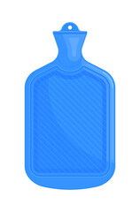 Blue rubber hot water bottle. Healthcare accessory, pain relief, self-care concept. Flat vector illustration isolated on white background	

