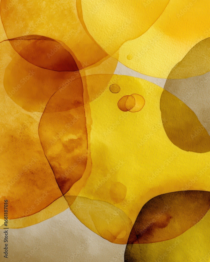 Aufkleber abstract watercolor painting of golden circles overlapping for artistic background and design elemen