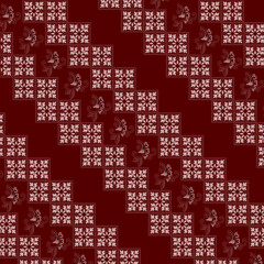 geometric pattern hijab in bright red