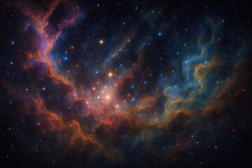 Fototapeta premium Dynamic Nebula Space Scene With Swirling Cosmic Clouds and Star Formation