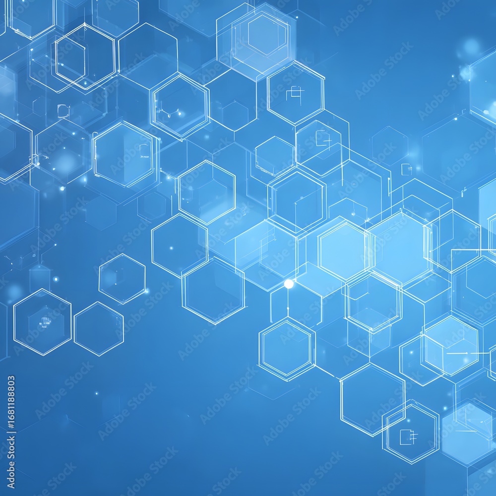 Aufkleber abstract blue hexagon network: futuristic digital design data visualization.