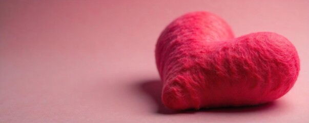 Close-up of a heart-shaped object crafted from soft, textured material, conveying warmth and compassion Perfect for Valentine's Day, charity, or love-themed projects , beige, red