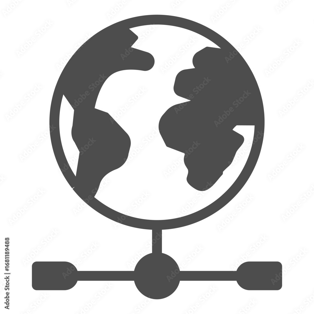 Aufkleber planet earth and wired connection solid icon, info tech concept. vector graphics. world globe with b