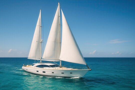 Fototapeta Exclusive mega yacht cruising through pristine azure waters with elegant maritime luxury