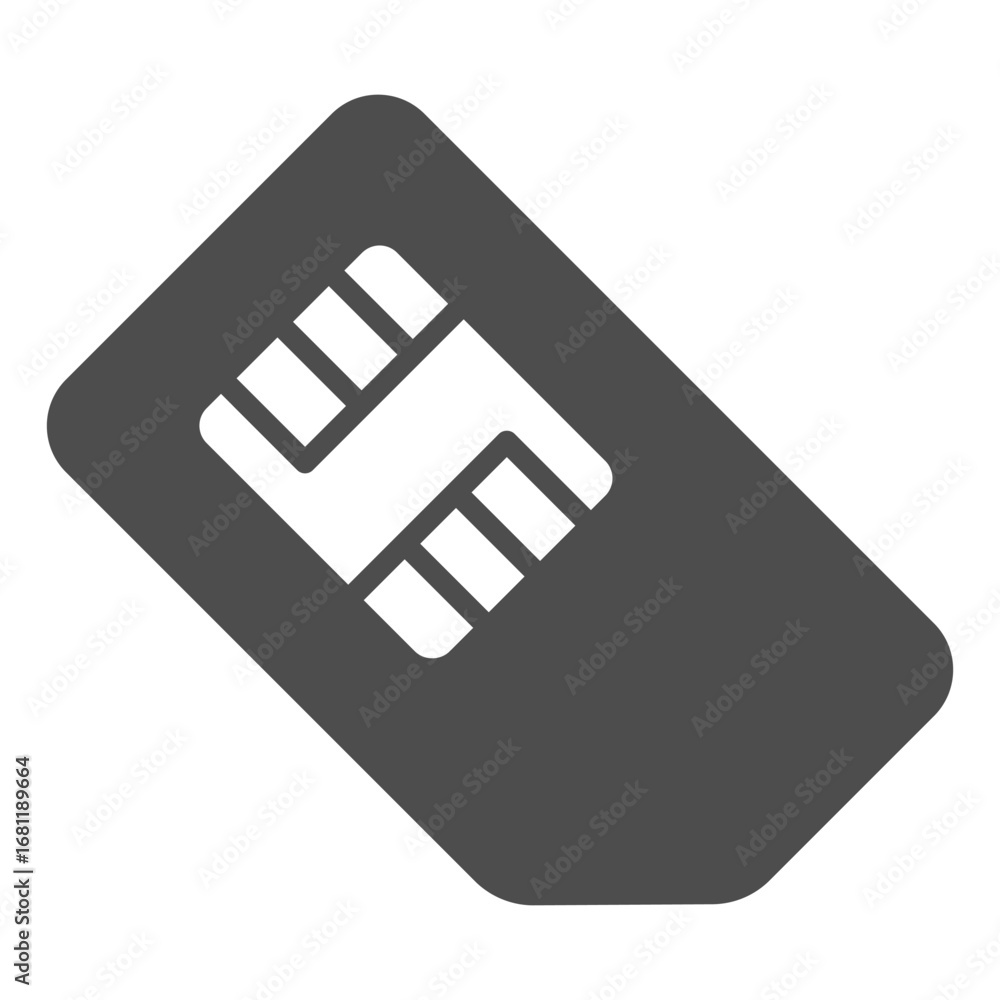 Poster Sim card for phone solid icon, info tech concept. Vector graphics. Cellphone card with microchip sign on white background, outline style icon for mobile or web design.