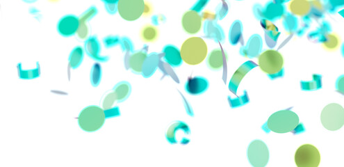 Colorful confetti falling on white background. Perfect for celebration, party, or festive designs.